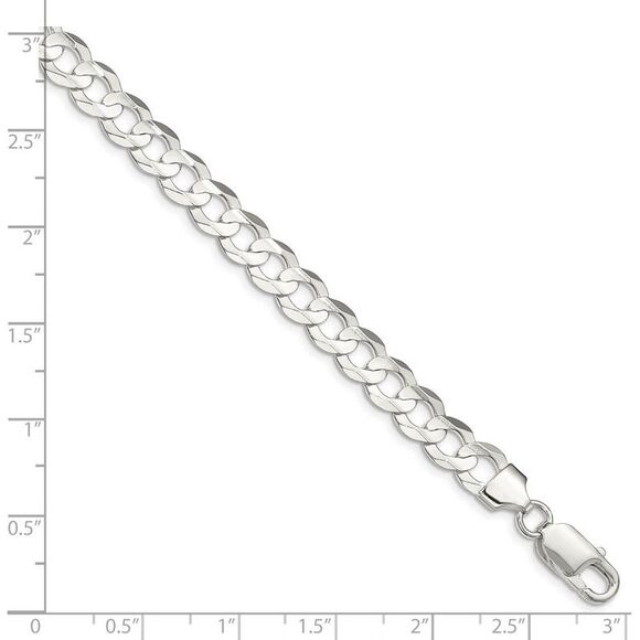 8mm Sterling Silver Solid Concave Beveled Curb Chain Necklace, 22 Inch - Picture 2 of 5